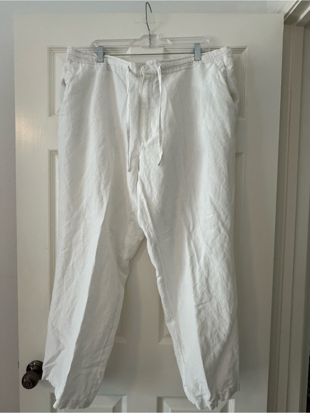 Cubavera Men’s White Linen Blend Drawstring Pants